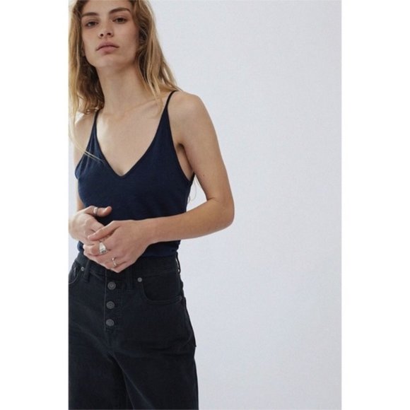 Stateside Tops - Stateside Supima Slub Jersey V-Neck Navy Tank Top